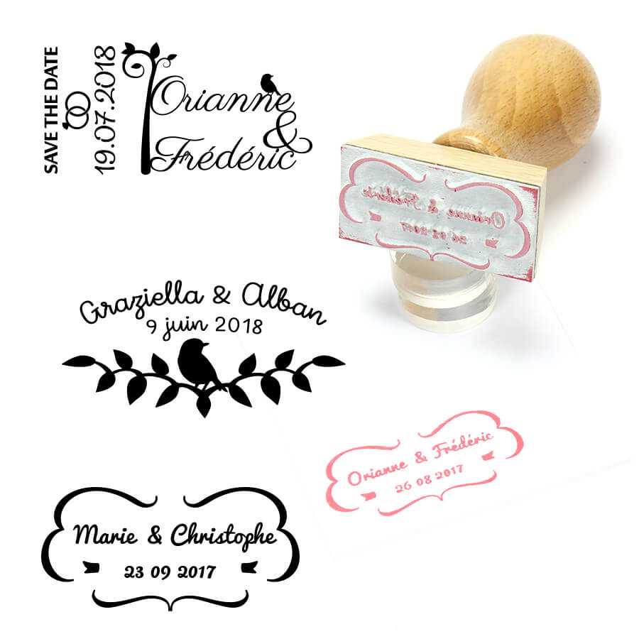 Tampon mariage save the date personnalisé pour vos faire-parts