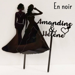 Cake topper mariage personnalisé 2 femmes mariées