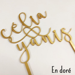 Cake topper mariage personnalisé avec prénoms enlacés