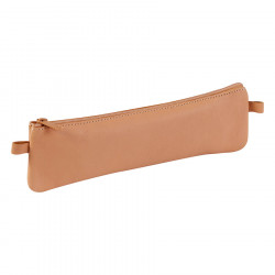 Trousse plate en cuir naturel Clairefontaine 22x6 cm