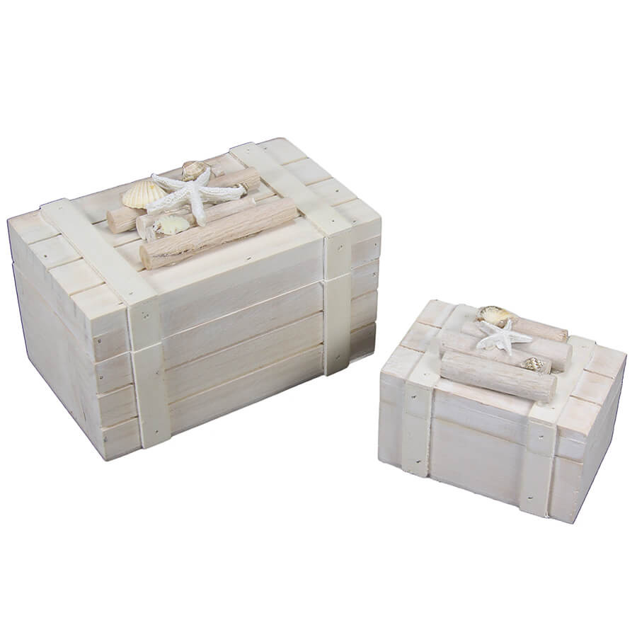 Lot de 2 petits coffres en bois Ecume