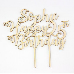 Cake topper Happy Birthday personnalisé