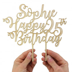 Cake topper Happy Birthday personnalisé