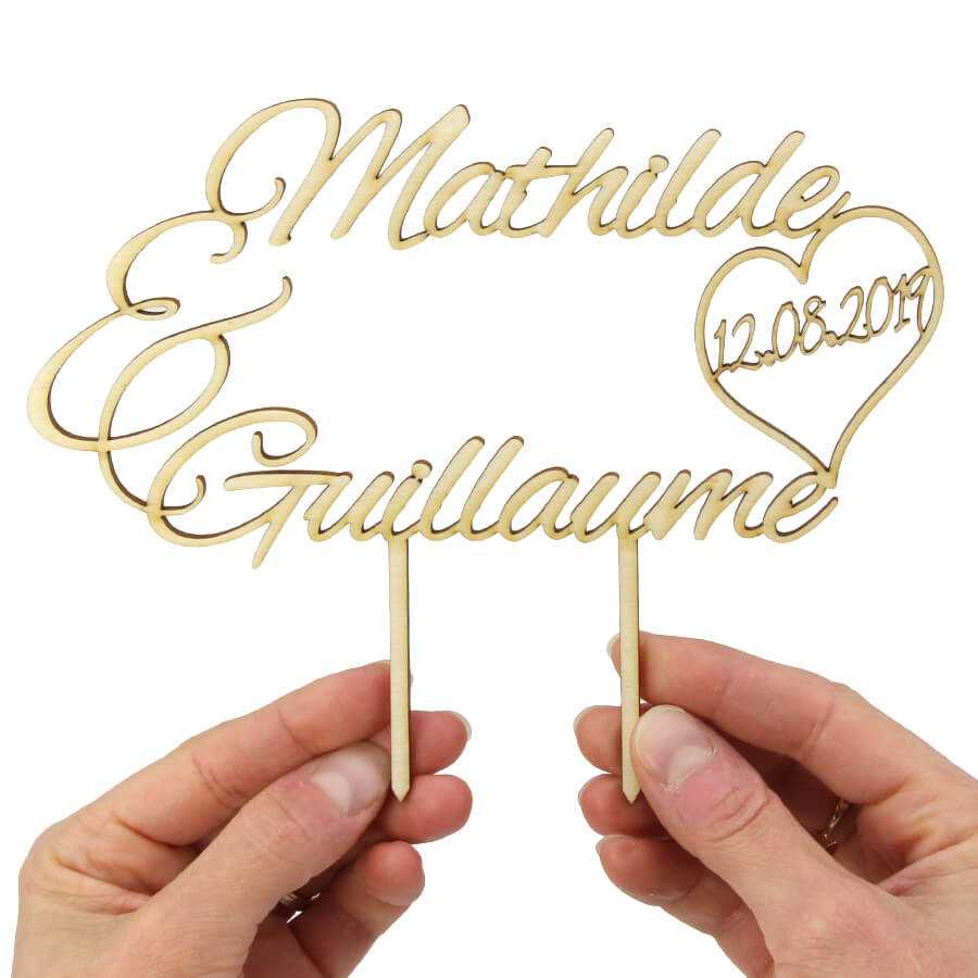 Cake Topper Mariage Personnalisé Avec Prénom Et Date - Décoration Gâteau Acrylique Élégante Style 04 Pour Anniversaire De Mariage