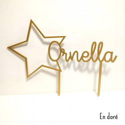 Cake topper prénom personnalisé en bois - Etoile