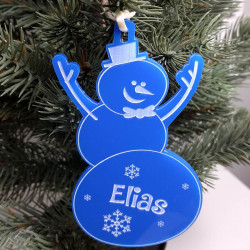 Boule De Noël Personnalisable Bonhomme De Neige - Acrylique 10cm - Décoration Sapin Personnalisée Avec Prénom - Idéal Cadeau Familial
