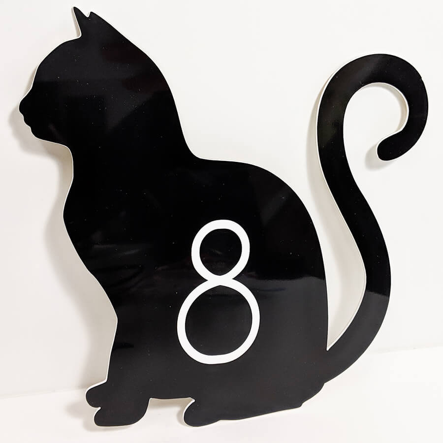CHAT NOIR Maison Porte Numéro Plaque Céramique Chat Noir Maison Signe un nombre quelconque