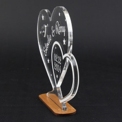 Trophée cadeau coeur gravé personnalisable avec prénoms du couple