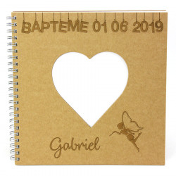 Livre d'or baptême personnalisé carré coeur