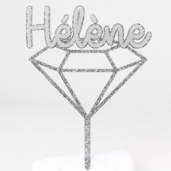 Cake topper diamant pailleté personnalisé