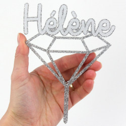 Cake topper diamant pailleté personnalisé