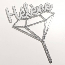 Cake topper diamant pailleté personnalisé