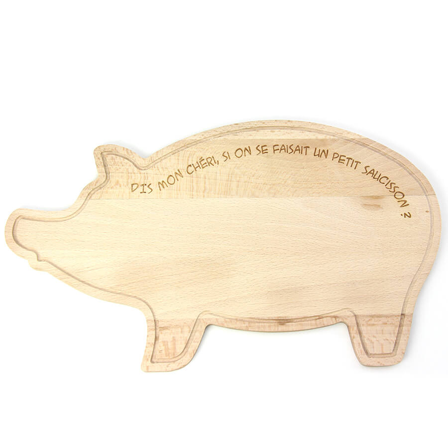 Planche à découper en bois Cochon personnalisée