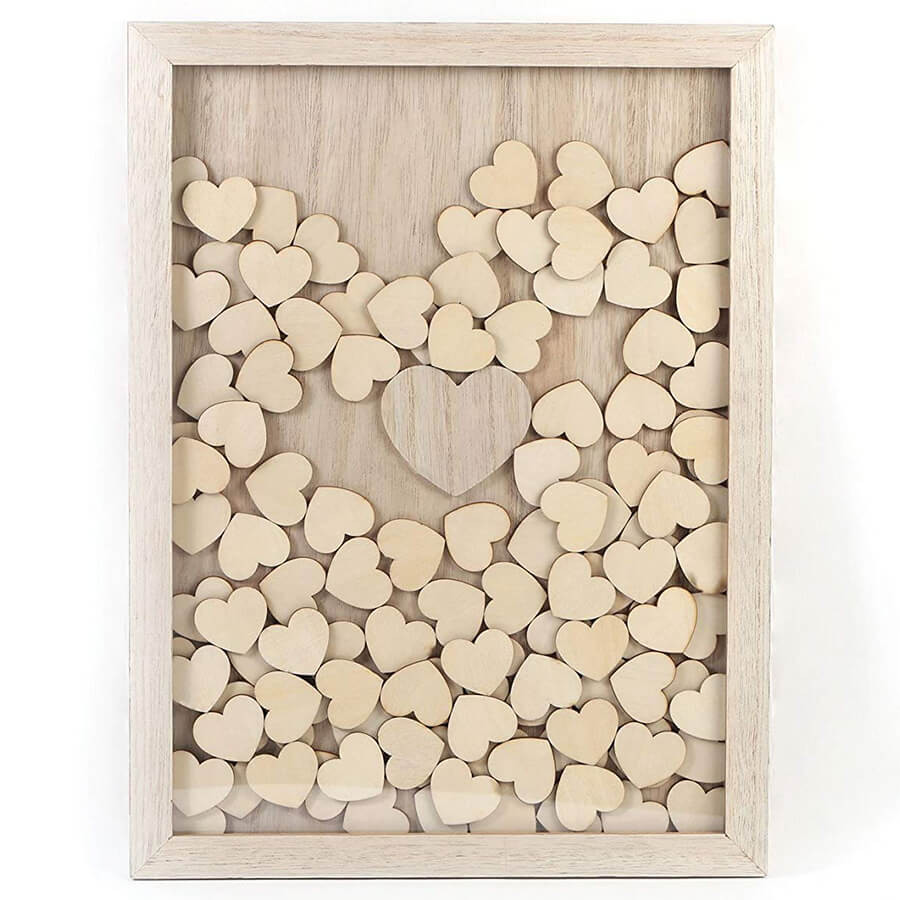 Cadre en bois surprise avec 100 messages coeurs