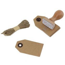 20 étiquettes kraft 75x45 mm avec ficelle jute