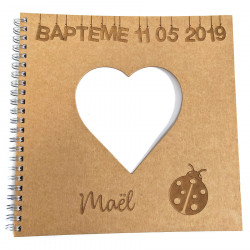 Livre d'or baptême personnalisé carré coeur