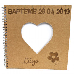 Livre d'or baptême personnalisé carré coeur