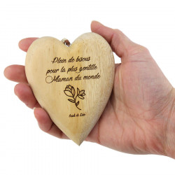 Porte-bonheur Coeur en bois gravé Mini étiquette cadeau souvenir à  suspendre avec citation, décoration -  France