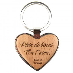 Porte clé coeur en bois personnalisable - Dinde de toi