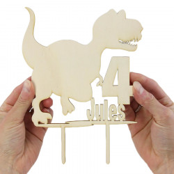 Cake topper anniversaire dinosaure T-rex personnalisé