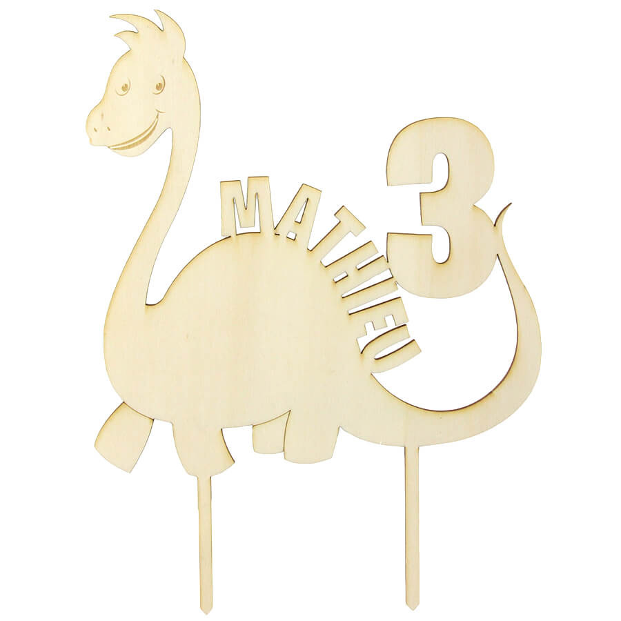 Cake topper prénom anniversaire diplodocus personnalisable