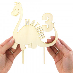 Cake topper prénom anniversaire diplodocus personnalisable