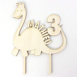 Cake topper prénom anniversaire diplodocus personnalisable