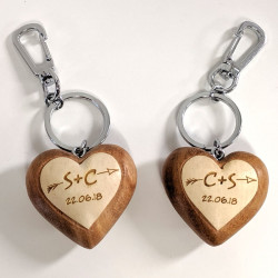 2 Pcs Porte Clef Couple Loutre Porte-Clés Personnalisés en Bois