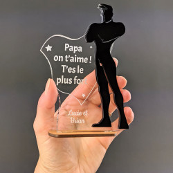 Trophée plexi Super héros personnalisé Fête des pères