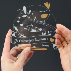 Trophée de fête des mères Maman oiseau personnalisable