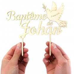 Cake topper baptême Colombe à personnaliser