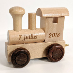 Locomotive lettre train en bois personnalisée - brut