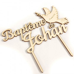 Cake topper baptême Colombe à personnaliser