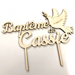 Cake topper baptême Colombe à personnaliser