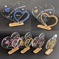 Trophée cadeau coeur gravé personnalisable avec prénoms du couple