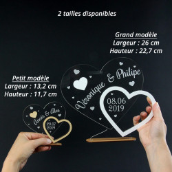 Trophée cadeau coeur gravé personnalisable avec prénoms du couple