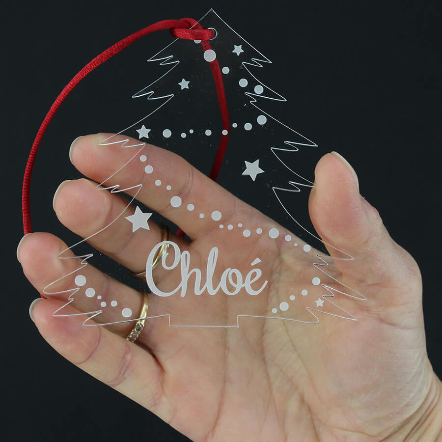 Boule De Noël Personnalisable Bois Lettre Renne - 9 Cm, Blanc, Dinky Ink Design, Neuf