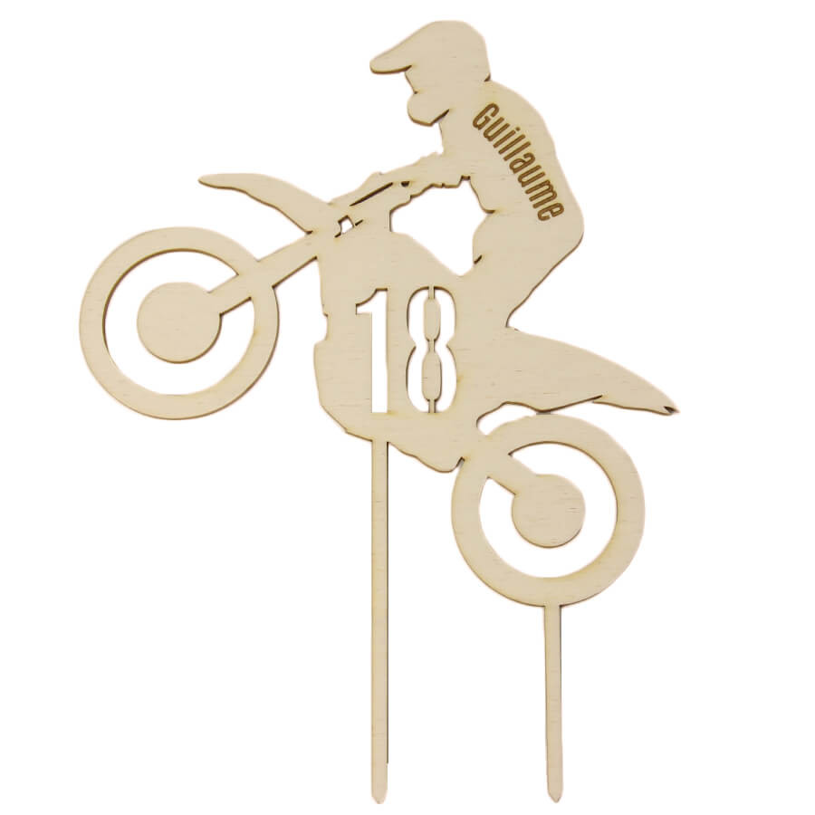 Cake topper anniversaire moto cross personnalisable