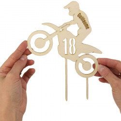 Cake topper anniversaire moto cross personnalisable