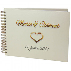Livre d'or mariage cœur doré personnalisé