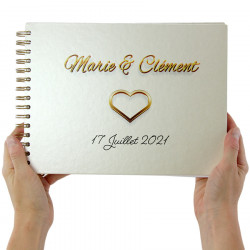Livre d'or mariage cœur doré personnalisé