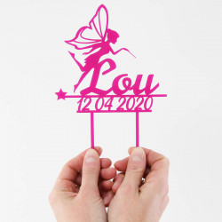 Cake topper fée personnalisé pour anniversaire