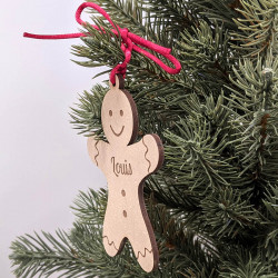 Bonhomme pain d'épice en bois - boule de noël personnalisé prénom