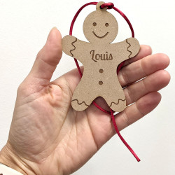 Bonhomme pain d'épice en bois - boule de noël personnalisé prénom