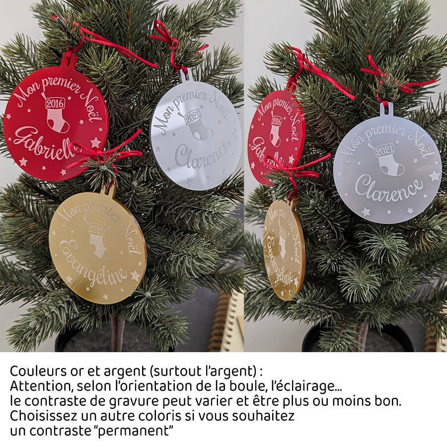 Boule De Noël "Mon 1er Noël" - Décoration Sapin Blanche, 7 Cm, Pour Premier Noël Bébé
