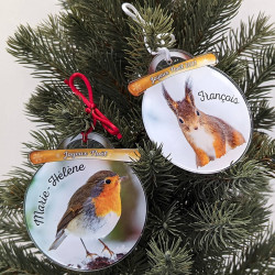Boule de noël prénom personnalisée Ecureuil