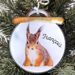 Boule de noël prénom personnalisée Ecureuil
