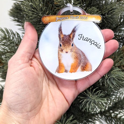 Boule de noël prénom personnalisée Ecureuil