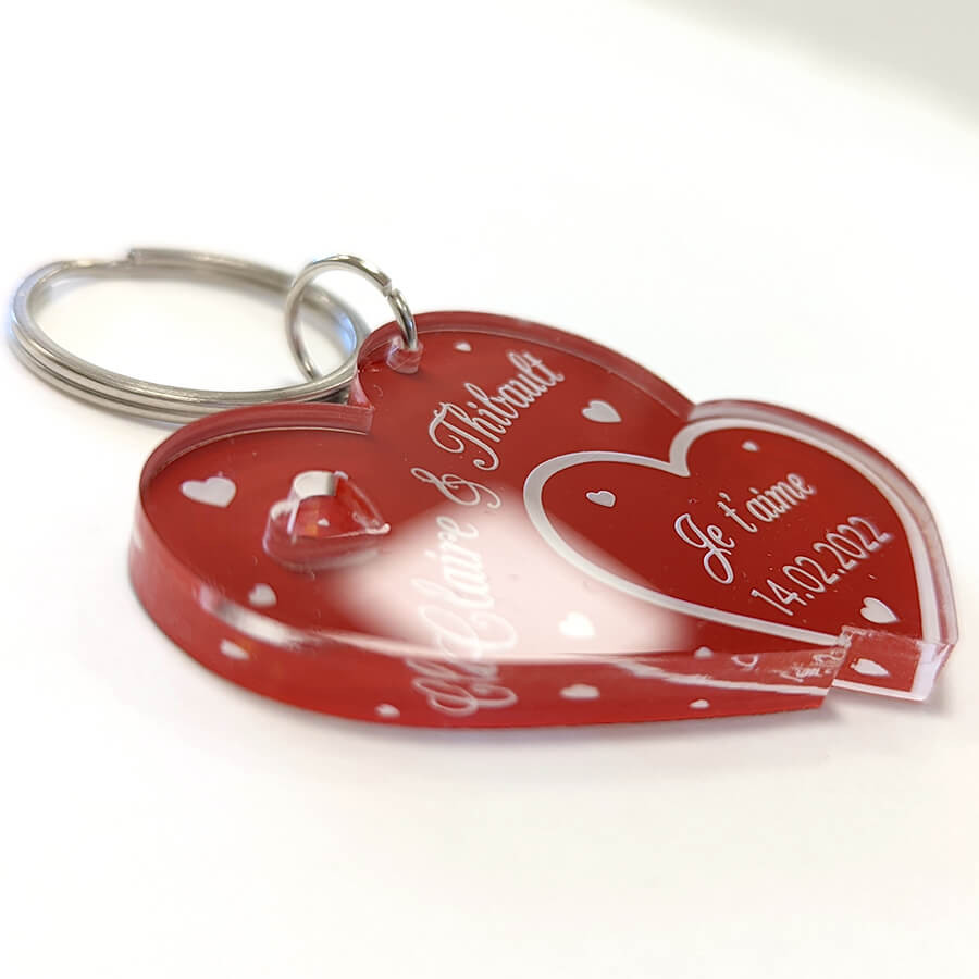 Porte-Clés Couple Voiture - Message "Attention Sur La Route" | Cadeau Saint Valentin Original Pour Homme/Femme
