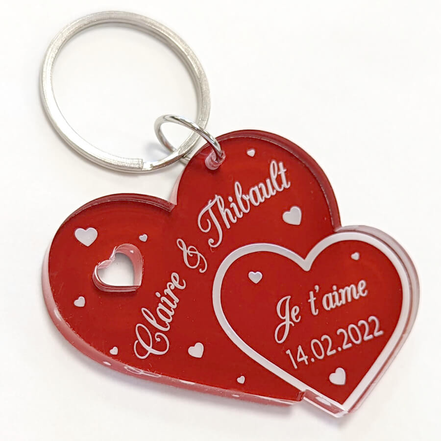 Porte clés couple amoureux personnalisable - coeur